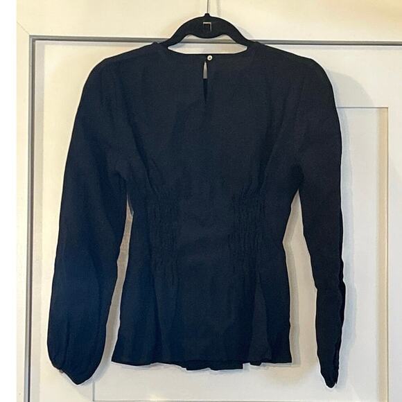 J. Crew Shirred-waist top in viscose crepe black size 00 - Picture 3 of 4